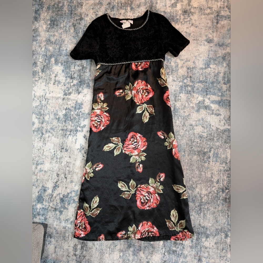 LA Chic California Long Tie Back Floral Dress Girls Size 10 EUC